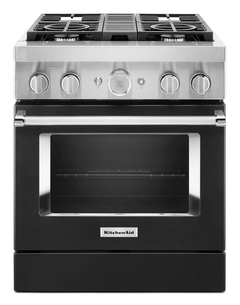 Kitchenaid KFDC500JBK Kitchenaid 30'' Smart Commercial-Style Dual Fuel Range With 4 Burners - Imperial Black Professional Ranges 6 burner professional gas range