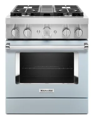 Kitchenaid KFDC500JMB Kitchenaid 30'' Smart Commercial-Style Dual Fuel Range With 4 Burners - Misty Blue Professional Ranges commercial oven for home kitchen