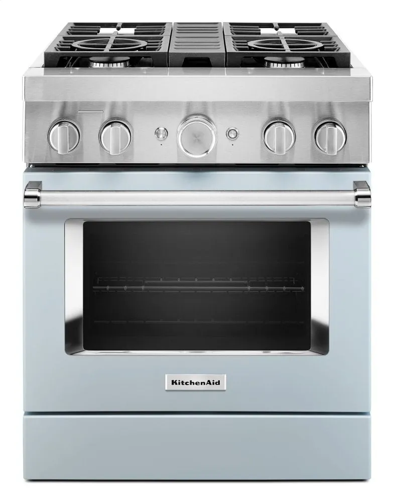 Kitchenaid KFDC500JMB Kitchenaid 30'' Smart Commercial-Style Dual Fuel Range With 4 Burners - Misty Blue Professional Ranges commercial oven for home kitchen