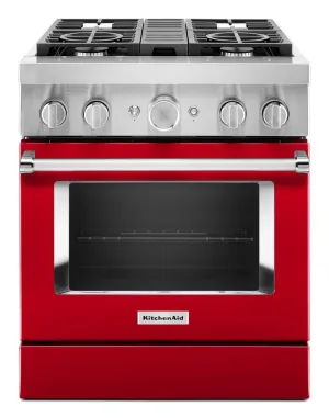 Kitchenaid KFDC500JPA Kitchenaid 30'' Smart Commercial-Style Dual Fuel Range With 4 Burners - Passion Red Professional Ranges 6 burner professional gas range