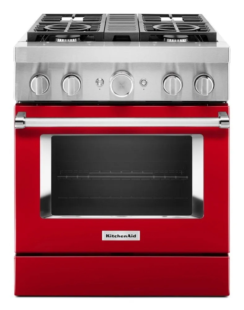 Kitchenaid KFDC500JPA Kitchenaid 30'' Smart Commercial-Style Dual Fuel Range With 4 Burners - Passion Red Professional Ranges 6 burner professional gas range
