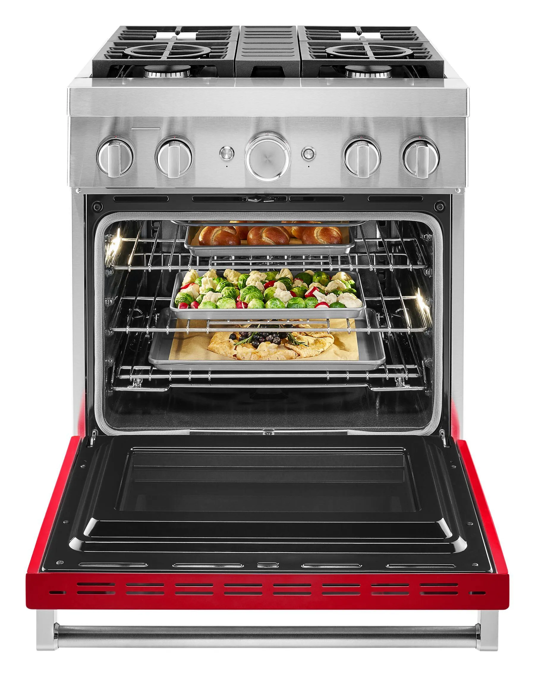 Kitchenaid KFDC500JPA Kitchenaid 30'' Smart Commercial-Style Dual Fuel Range With 4 Burners - Passion Red