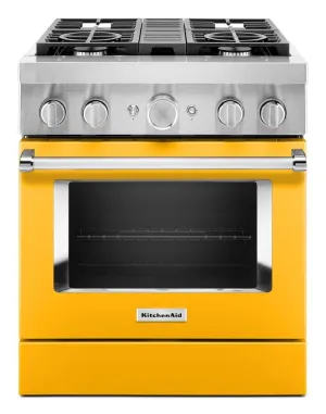 Kitchenaid KFDC500JYP Kitchenaid 30'' Smart Commercial-Style Dual Fuel Range With 4 Burners - Yellow Pepper Professional Ranges 6 burner professional gas range
