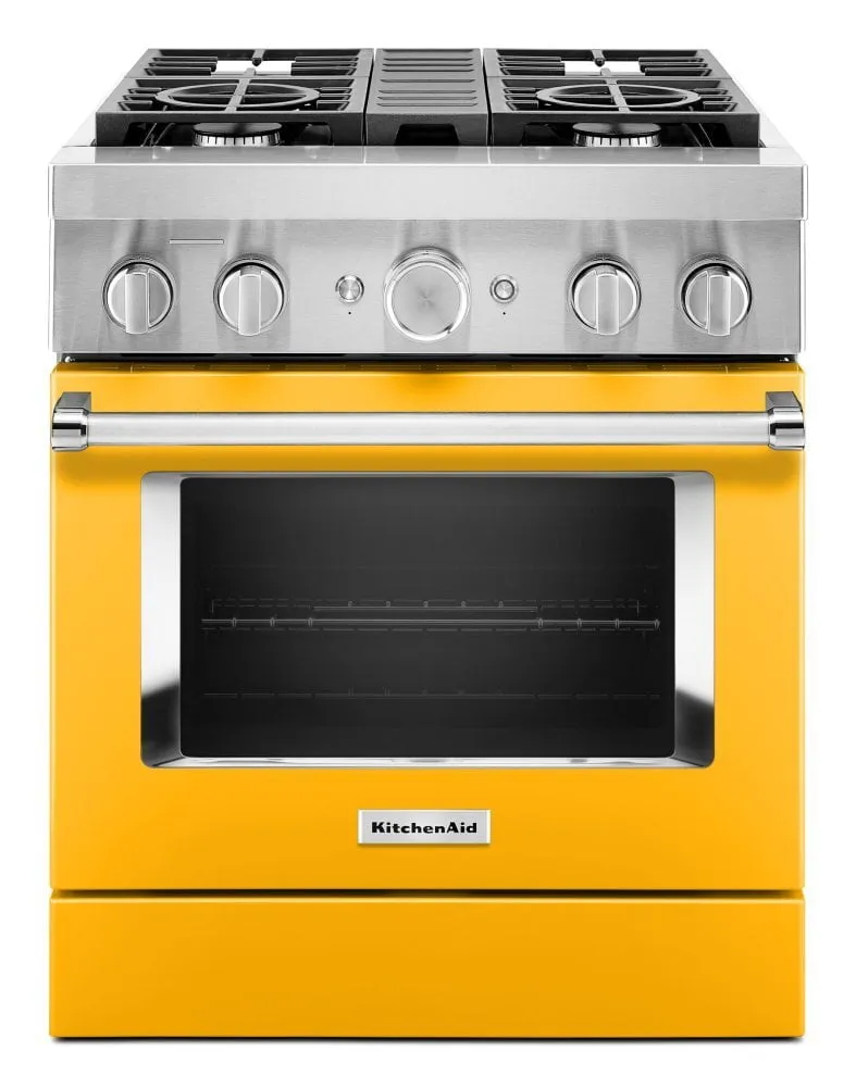 Kitchenaid KFDC500JYP Kitchenaid 30'' Smart Commercial-Style Dual Fuel Range With 4 Burners - Yellow Pepper Professional Ranges 6 burner professional gas range