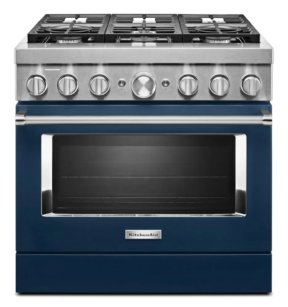 Kitchenaid KFDC506JIB Kitchenaid 36'' Smart Commercial-Style Dual Fuel Range With 6 Burners - Ink Blue Professional Ranges 6 burner professional gas range
