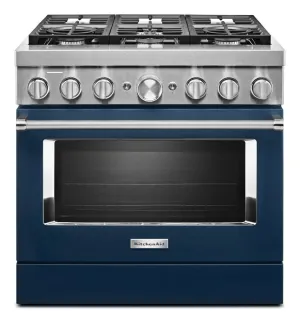 Kitchenaid KFDC506JIB Kitchenaid 36'' Smart Commercial-Style Dual Fuel Range With 6 Burners - Ink Blue Professional Ranges 6 burner professional gas range