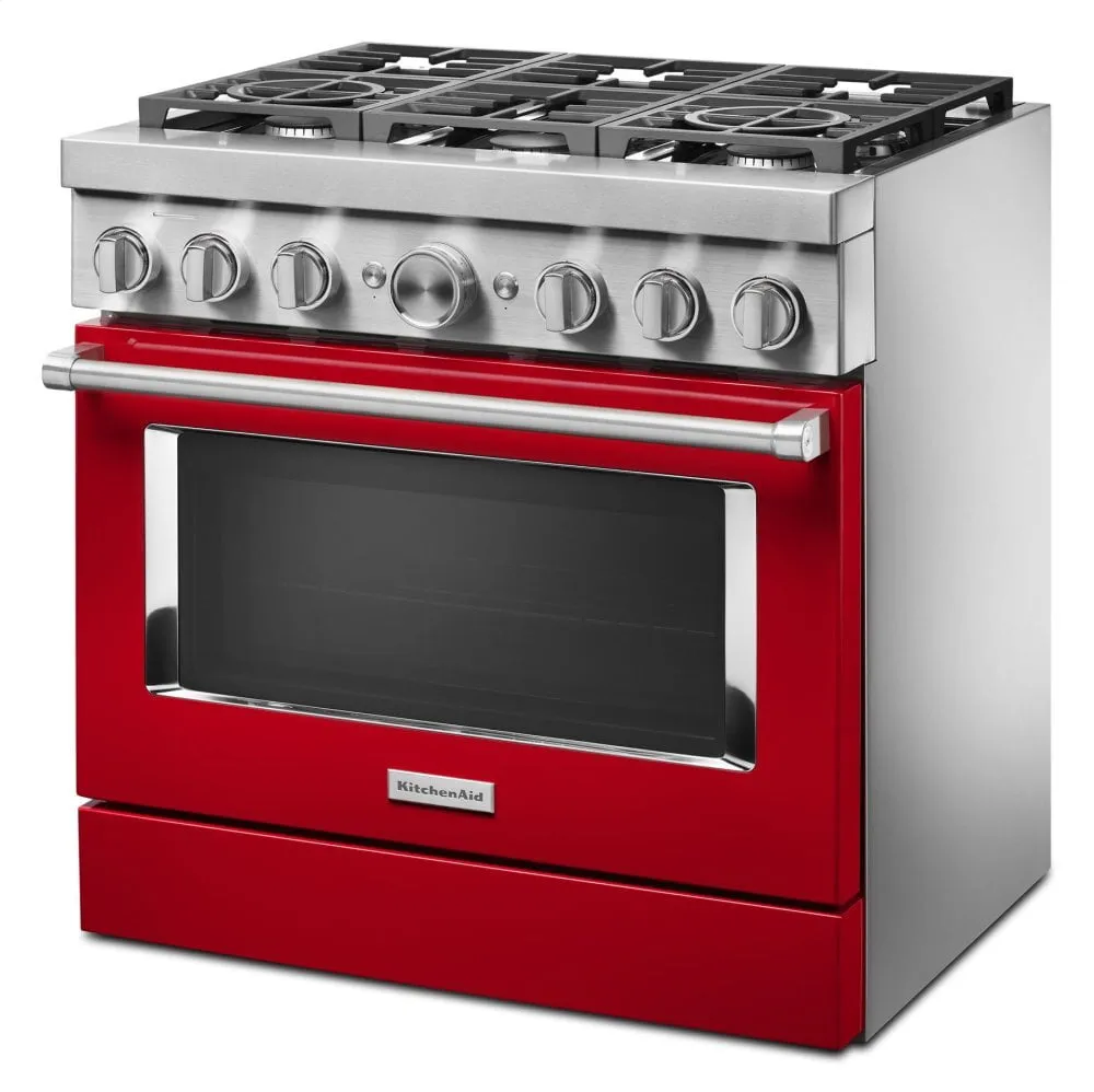 Kitchenaid KFDC506JPA Kitchenaid 36'' Smart Commercial-Style Dual Fuel Range With 6 Burners - Passion Red