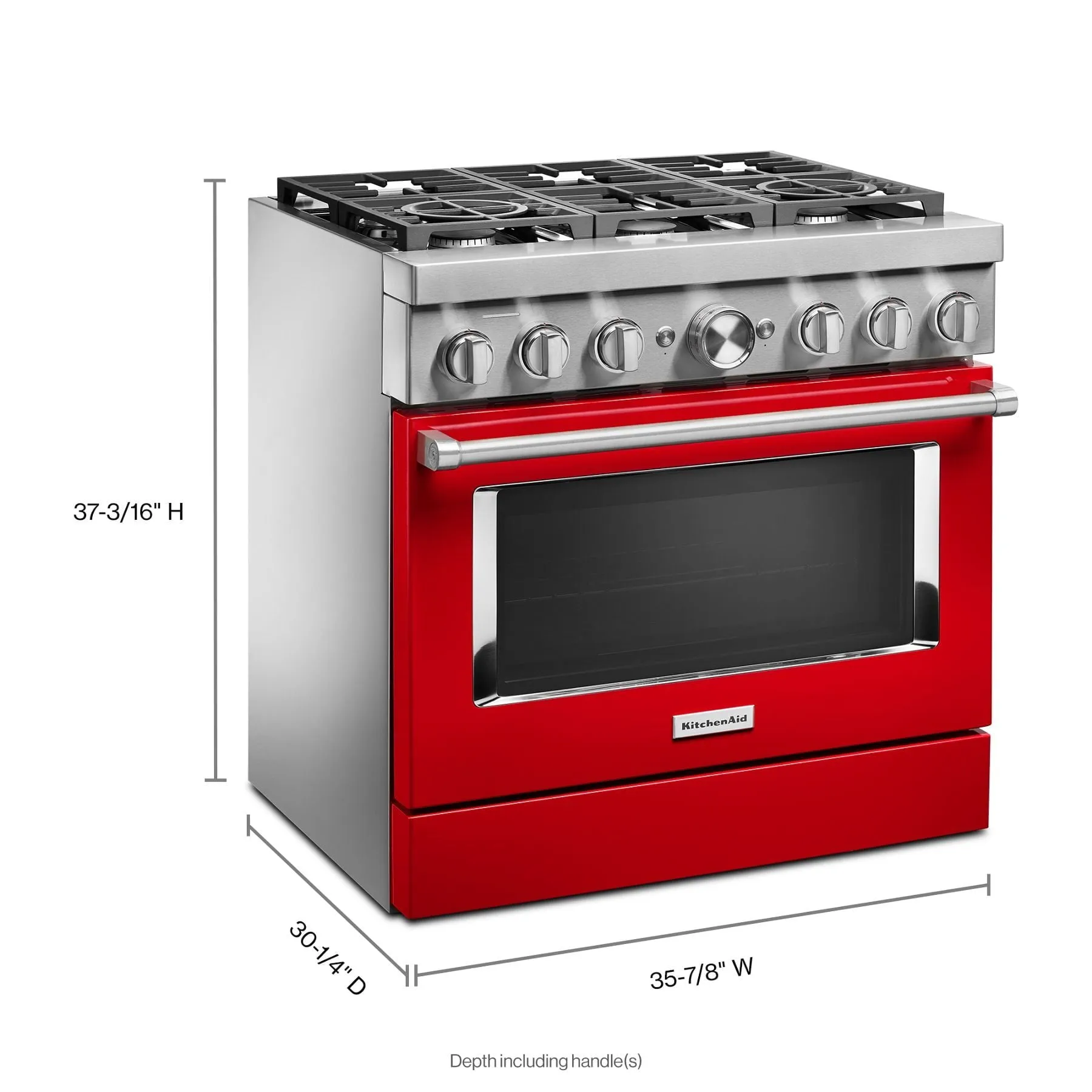 Kitchenaid KFDC506JPA Kitchenaid 36'' Smart Commercial-Style Dual Fuel Range With 6 Burners - Passion Red