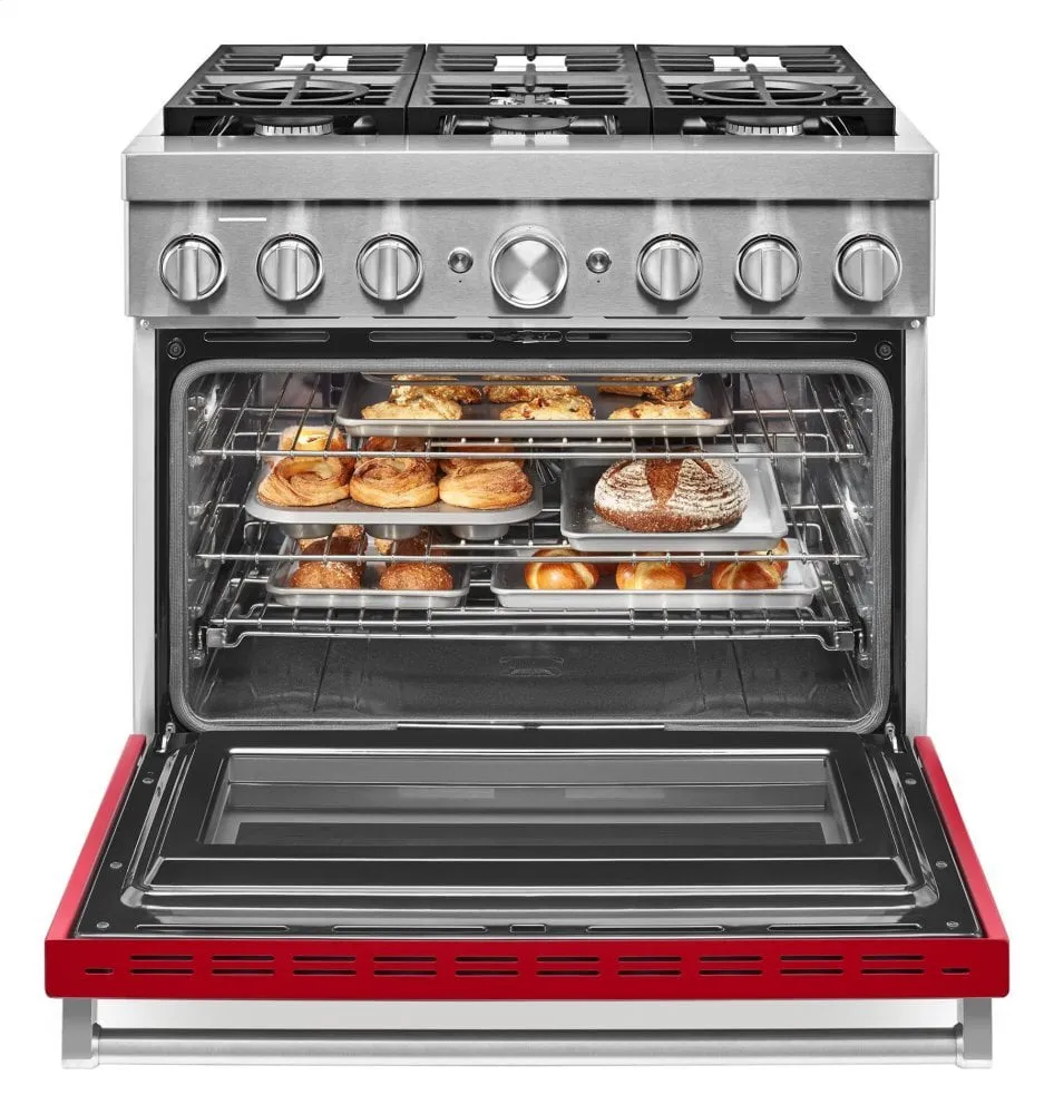 Kitchenaid KFDC506JPA Kitchenaid 36'' Smart Commercial-Style Dual Fuel Range With 6 Burners - Passion Red
