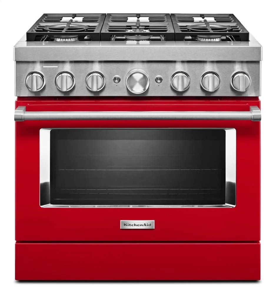 Kitchenaid KFDC506JPA Kitchenaid 36'' Smart Commercial-Style Dual Fuel Range With 6 Burners - Passion Red Professional Ranges commercial oven for home kitchen