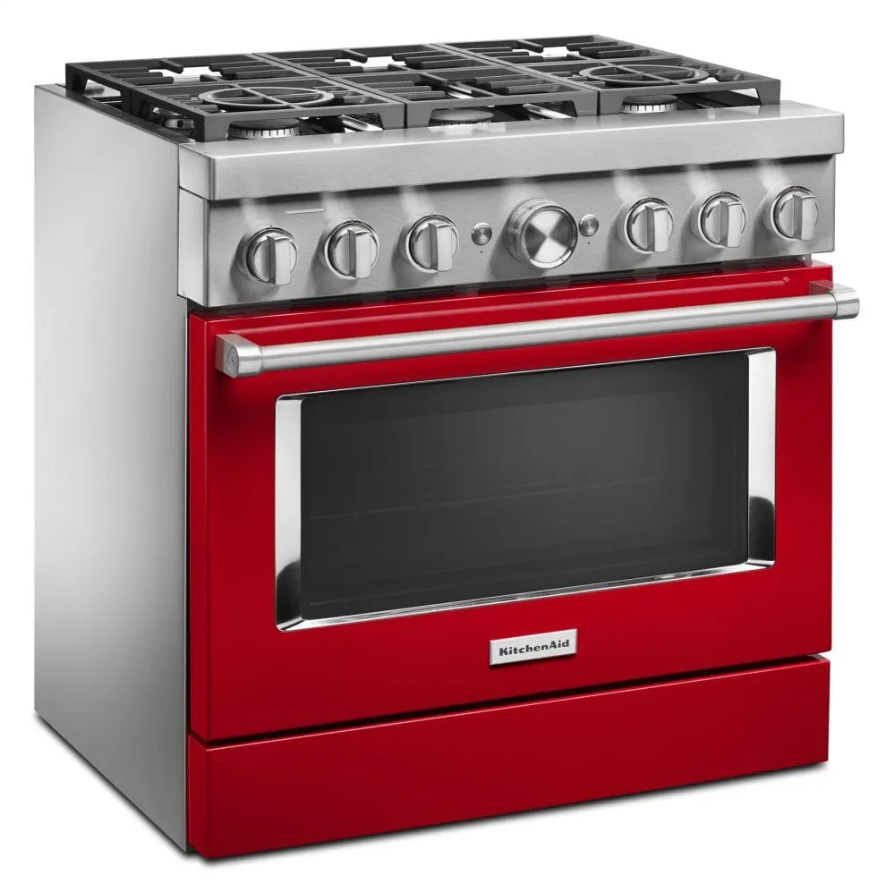 Kitchenaid KFDC506JPA Kitchenaid 36'' Smart Commercial-Style Dual Fuel Range With 6 Burners - Passion Red