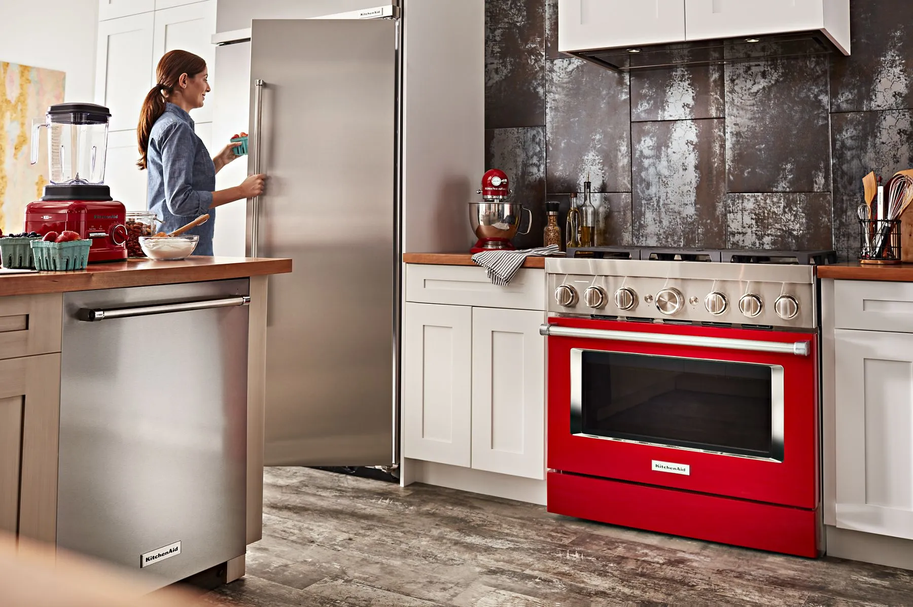 Kitchenaid KFDC506JPA Kitchenaid 36'' Smart Commercial-Style Dual Fuel Range With 6 Burners - Passion Red