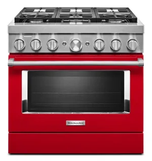 Kitchenaid KFDC506JPA Kitchenaid 36'' Smart Commercial-Style Dual Fuel Range With 6 Burners - Passion Red Professional Ranges commercial oven for home kitchen