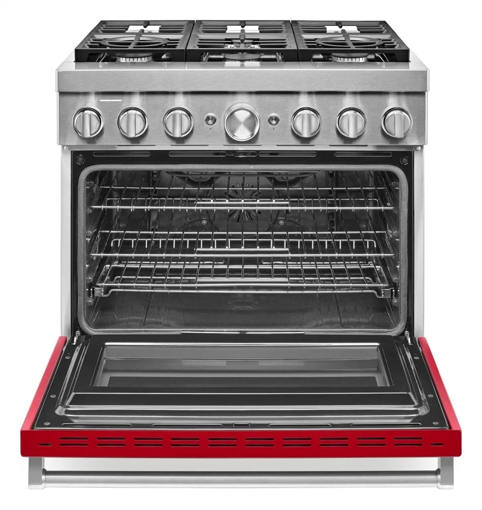 Kitchenaid KFDC506JPA Kitchenaid 36'' Smart Commercial-Style Dual Fuel Range With 6 Burners - Passion Red
