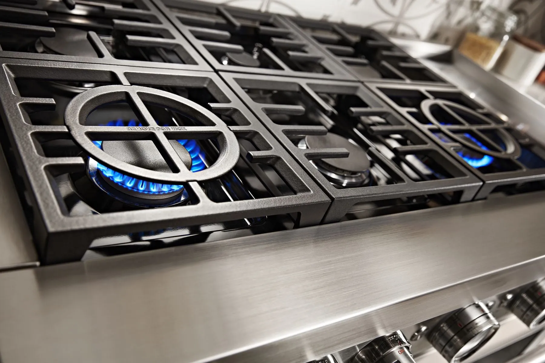 Kitchenaid KFDC558JMB Kitchenaid 48'' Smart Commercial-Style Dual Fuel Range With Griddle - Misty Blue