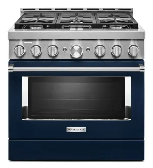 Kitchenaid KFGC506JIB Kitchenaid 36'' Smart Commercial-Style Gas Range With 6 Burners - Ink Blue Professional Ranges 6 burner professional gas range