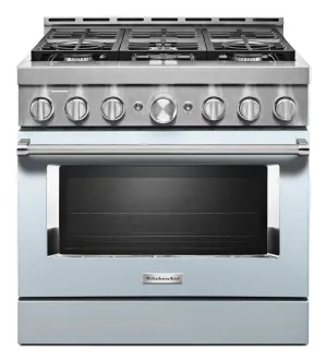 Kitchenaid KFGC506JMB Kitchenaid 36'' Smart Commercial-Style Gas Range With 6 Burners - Misty Blue Professional Ranges commercial oven for home kitchen