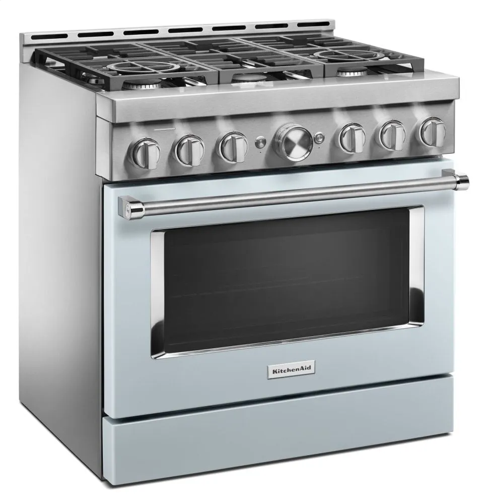 Kitchenaid KFGC506JMB Kitchenaid 36'' Smart Commercial-Style Gas Range With 6 Burners - Misty Blue