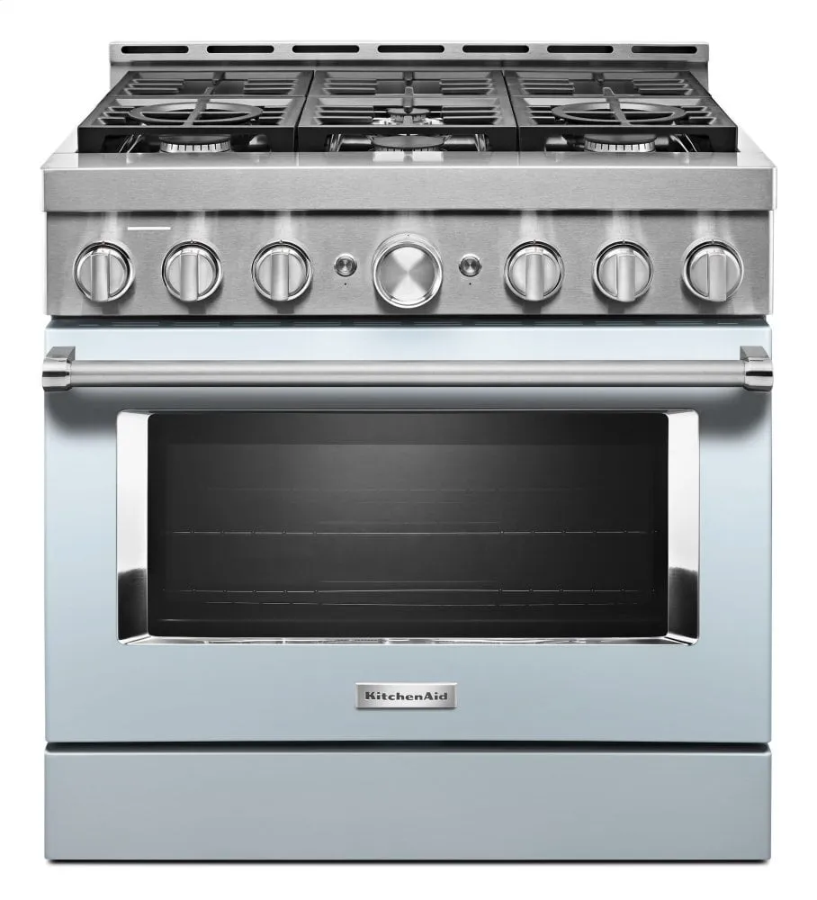 Kitchenaid KFGC506JMB Kitchenaid 36'' Smart Commercial-Style Gas Range With 6 Burners - Misty Blue Professional Ranges commercial oven for home kitchen