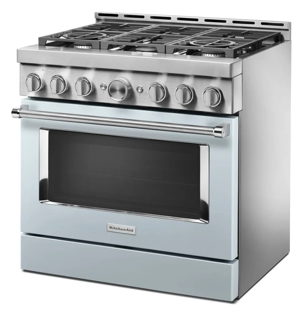 Kitchenaid KFGC506JMB Kitchenaid 36'' Smart Commercial-Style Gas Range With 6 Burners - Misty Blue