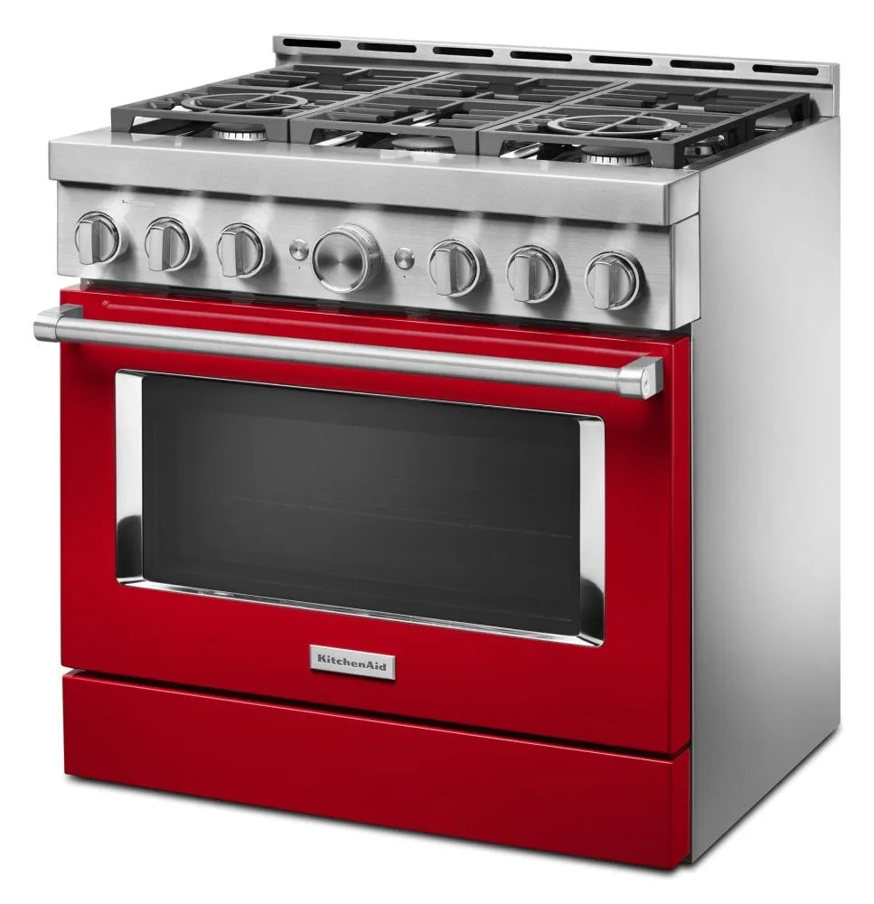 Kitchenaid KFGC506JPA Kitchenaid 36'' Smart Commercial-Style Gas Range With 6 Burners - Passion Red