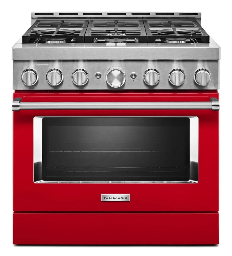 Kitchenaid KFGC506JPA Kitchenaid 36'' Smart Commercial-Style Gas Range With 6 Burners - Passion Red Professional Ranges commercial oven for home kitchen