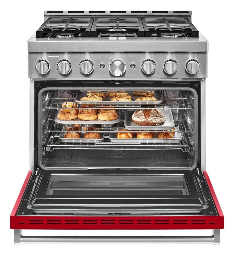 Kitchenaid KFGC506JPA Kitchenaid 36'' Smart Commercial-Style Gas Range With 6 Burners - Passion Red