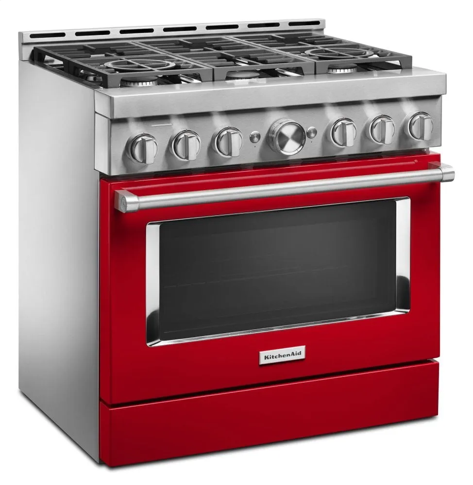 Kitchenaid KFGC506JPA Kitchenaid 36'' Smart Commercial-Style Gas Range With 6 Burners - Passion Red