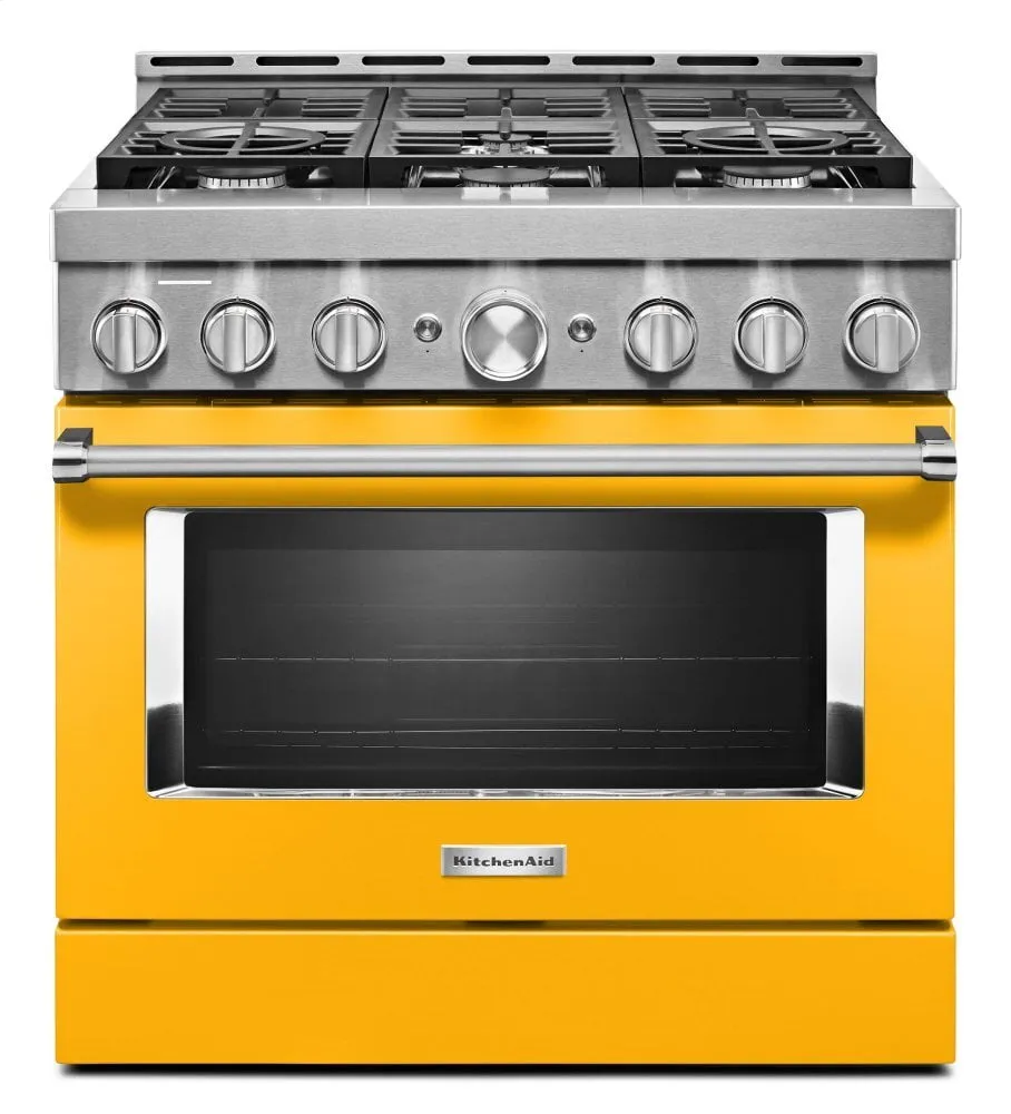 Kitchenaid KFGC506JYP Kitchenaid 36'' Smart Commercial-Style Gas Range With 6 Burners - Yellow Pepper Professional Ranges 6 burner professional gas range