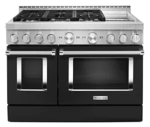 Kitchenaid KFGC558JBK Kitchenaid 48'' Smart Commercial-Style Gas Range With Griddle - Imperial Black Professional Ranges 6 burner professional gas range