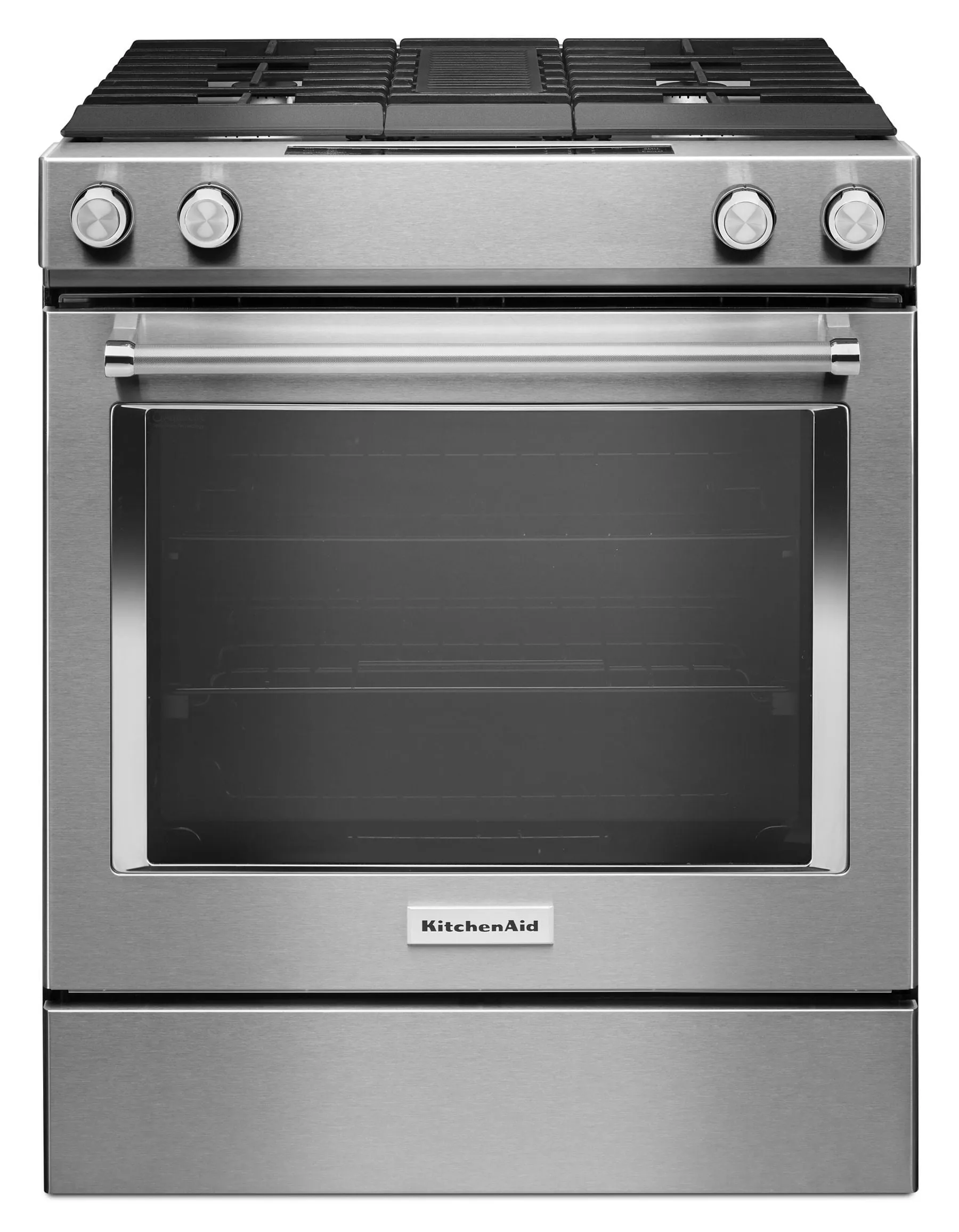 Kitchenaid KSDG950ESS 30-Inch 4-Burner Dual Fuel Downdraft Slide-In Range - Stainless Steel Slide In Ranges front control slide-in stove