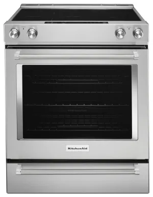 Kitchenaid KSEB900ESS 30-Inch 5-Element Electric Convection Slide-In Range With Baking Drawer - Stainless Steel Slide In Ranges front control slide-in stove