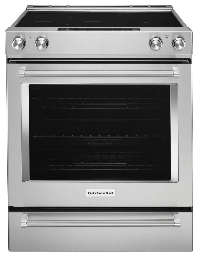Kitchenaid KSEB900ESS 30-Inch 5-Element Electric Convection Slide-In Range With Baking Drawer - Stainless Steel Slide In Ranges front control slide-in stove