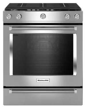 Kitchenaid KSGG700ESS 30-Inch 5-Burner Gas Slide-In Convection Range - Stainless Steel Slide In Ranges front control slide-in stove