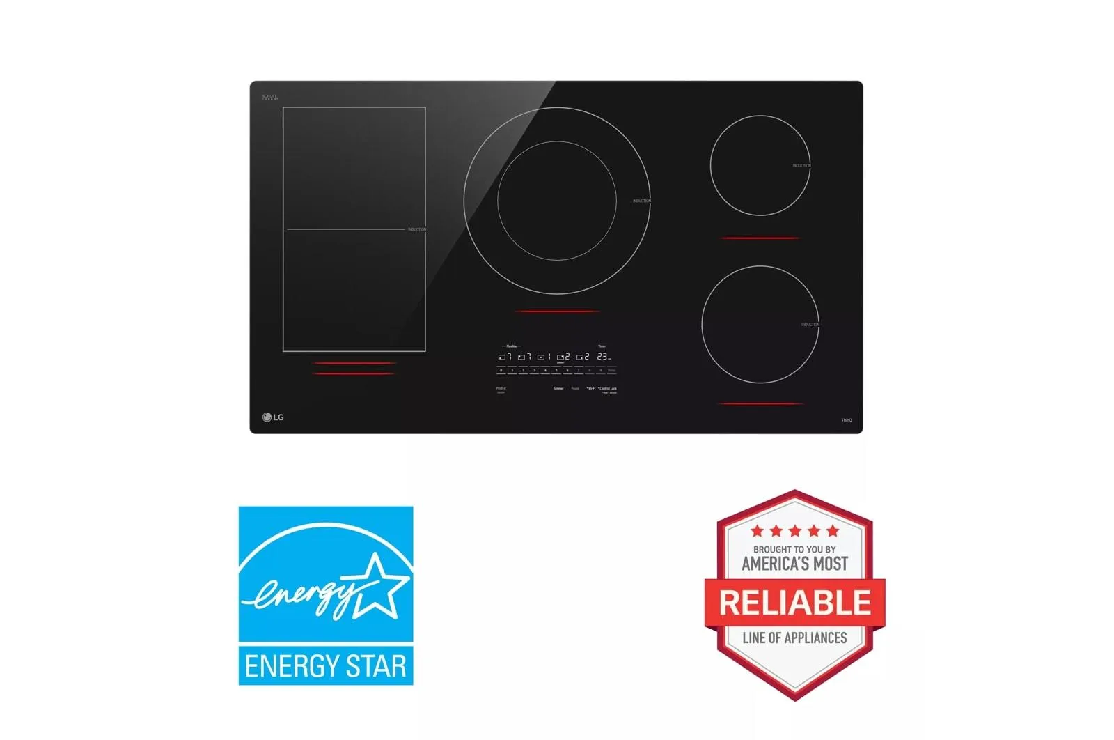 Lg CBIH3617BE 36" Smart Induction Cooktop With Ultraheat&#8482; 5.0Kw Element Electric slide-in electric cooking range