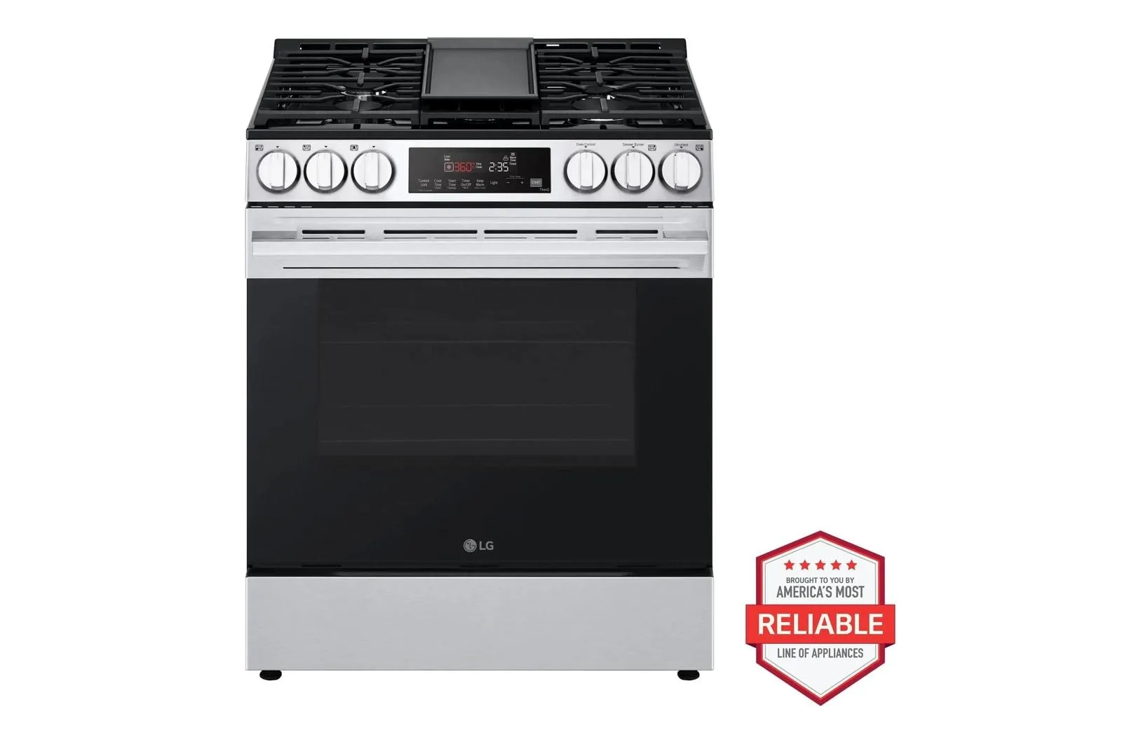 Lg LSGL5833X 5.8 Cu. Ft. Smart Gas Slide-In Range With Convection, Air Fry And Easyclean Slide In Ranges front control slide-in stove