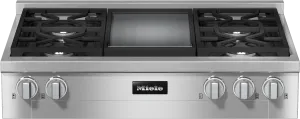 Miele KMR11363LPGDEDSTCLSTCLEANSTEEL Kmr 1136-3Lp Gd Edst/Clst - Rangetop With Burners And Griddle For Versatility And Performance Gas 4 burner gas range for kitchen