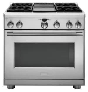 Monogram ZDP364NDNSS Monogram 36" Dual-Fuel Professional Range With 4 Burners And Griddle (Natural Gas) Professional Ranges commercial oven for home kitchen