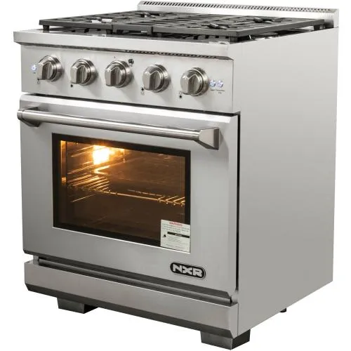 Nxr Ranges AKD3001 30-In. Culinary Series Professional Style Gas And Electric Dual Fuel Range, Stainless Steel