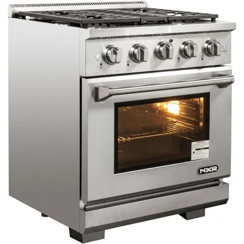 Nxr Ranges AKD3001 30-In. Culinary Series Professional Style Gas And Electric Dual Fuel Range, Stainless Steel