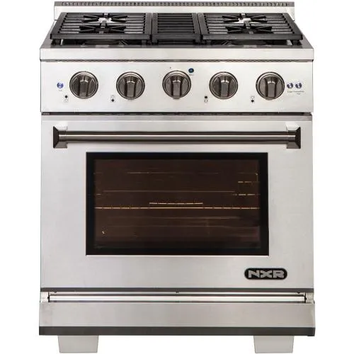 Nxr Ranges AKD3001 30-In. Culinary Series Professional Style Gas And Electric Dual Fuel Range, Stainless Steel Professional Ranges 6 burner professional gas range
