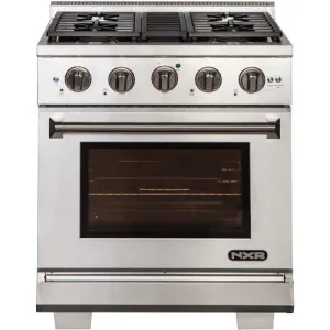 Nxr Ranges AKD3001LP 30-In. Culinary Series Professional Style Lp Gas And Electric Dual Fuel Range, Stainless Steel Professional Ranges 6 burner professional gas range