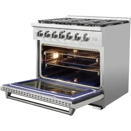 Nxr Ranges AKD3605LP 36-In. Culinary Series Professional Style Lp Gas And Electric Dual Fuel Range, Stainless Steel