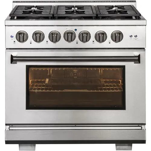 Nxr Ranges AKD3605LP 36-In. Culinary Series Professional Style Lp Gas And Electric Dual Fuel Range, Stainless Steel