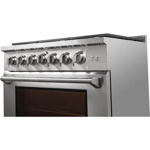 Nxr Ranges AKD3605LP 36-In. Culinary Series Professional Style Lp Gas And Electric Dual Fuel Range, Stainless Steel