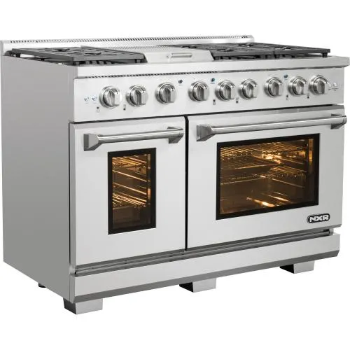 Nxr Ranges AKD4807LP 48-In. Culinary Series Professional Style Lp Gas And Electric Dual Fuel Range, Stainless Steel