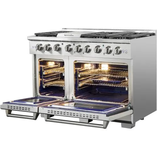 Nxr Ranges AKD4807LP 48-In. Culinary Series Professional Style Lp Gas And Electric Dual Fuel Range, Stainless Steel