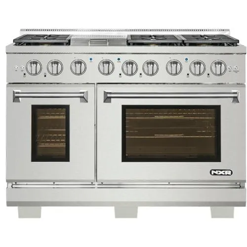 Nxr Ranges AKD4807LP 48-In. Culinary Series Professional Style Lp Gas And Electric Dual Fuel Range, Stainless Steel Professional Ranges 6 burner professional gas range
