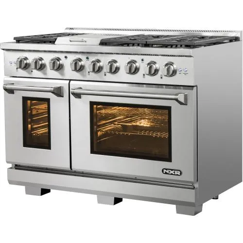 Nxr Ranges AKD4807LP 48-In. Culinary Series Professional Style Lp Gas And Electric Dual Fuel Range, Stainless Steel
