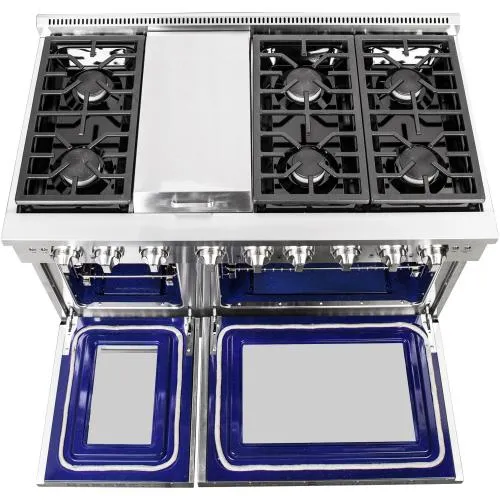 Nxr Ranges AKD4807LP 48-In. Culinary Series Professional Style Lp Gas And Electric Dual Fuel Range, Stainless Steel